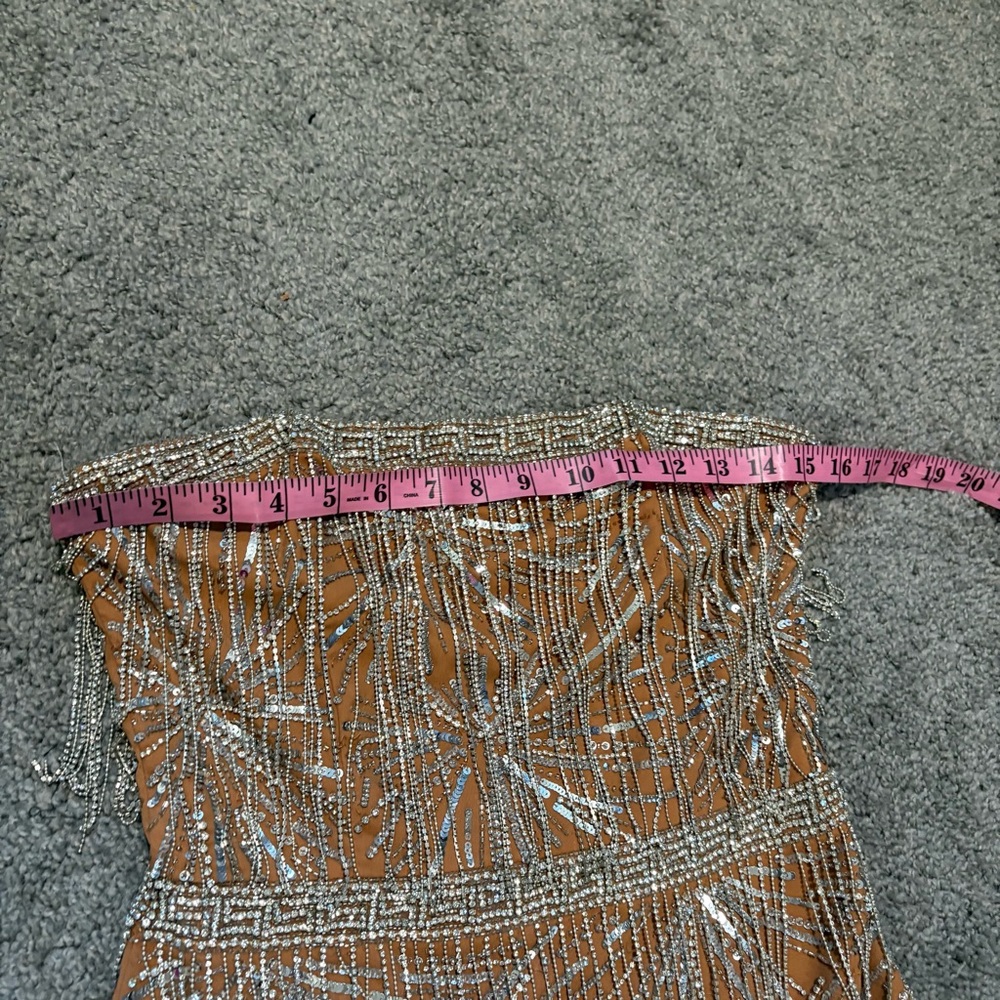 Retrofete NEW Dixie Sequin Fringe Dress In Silver Nude Size S - Picture 14 of 16